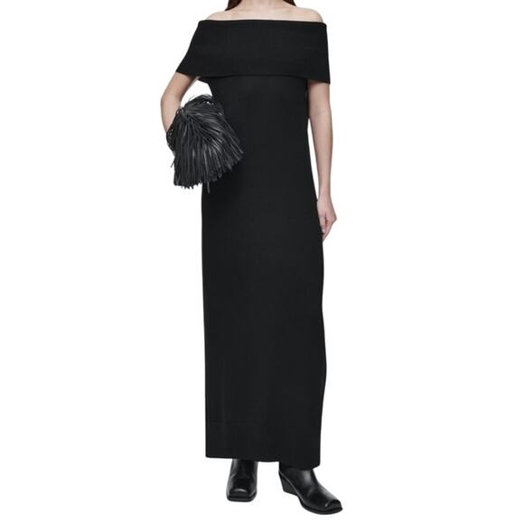 COS Merino wool bardot dress black size Large L - Picture 1 of 8